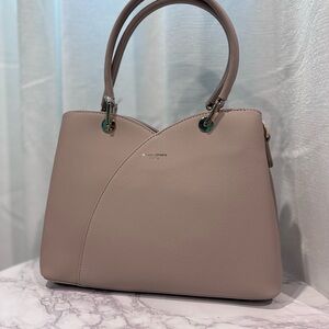 Sandro Taupe Structured Leather Satchel